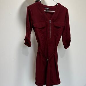 Express Burgundy Long Sleeve Dress
